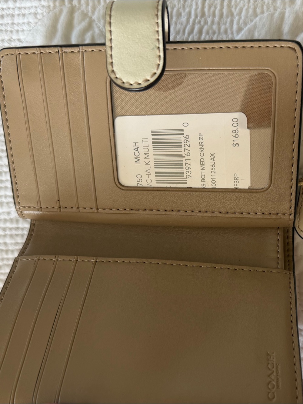 Coach Cream Floral Small Leather Wallet with Gold Logo - Picture 3 of 4